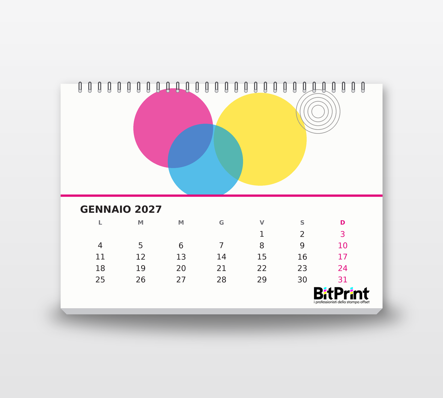 Calendario da tavolo con spirale e supporto